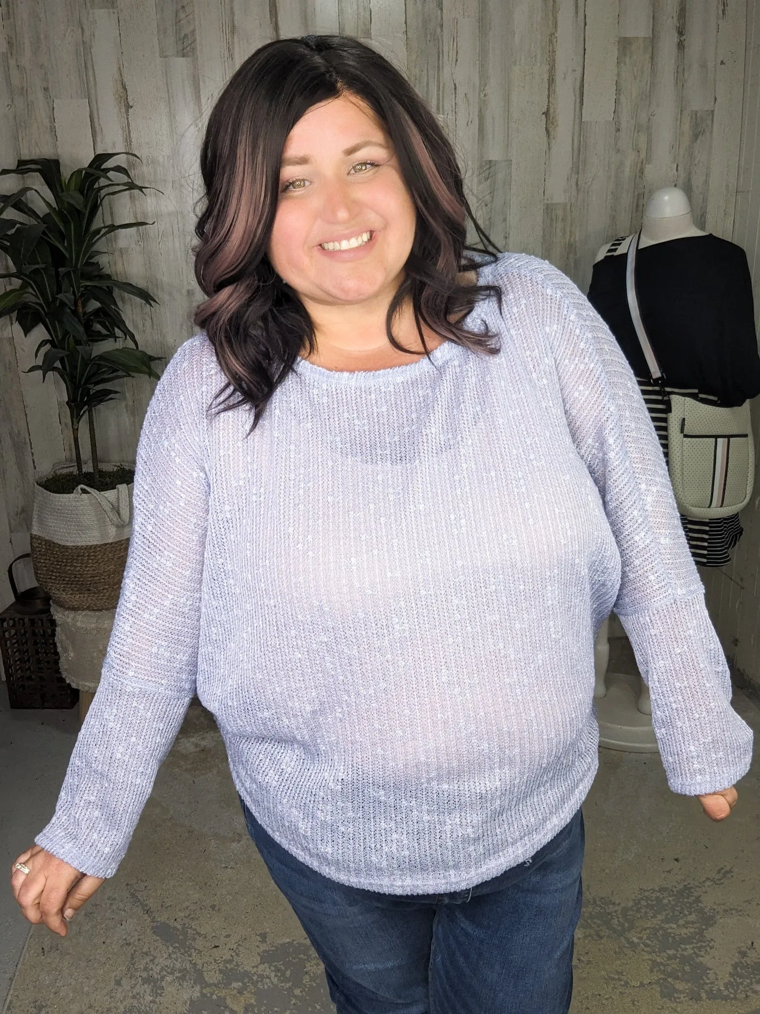 Brooklyn Slouchy Textured Airy Sweater in Soft Lilac