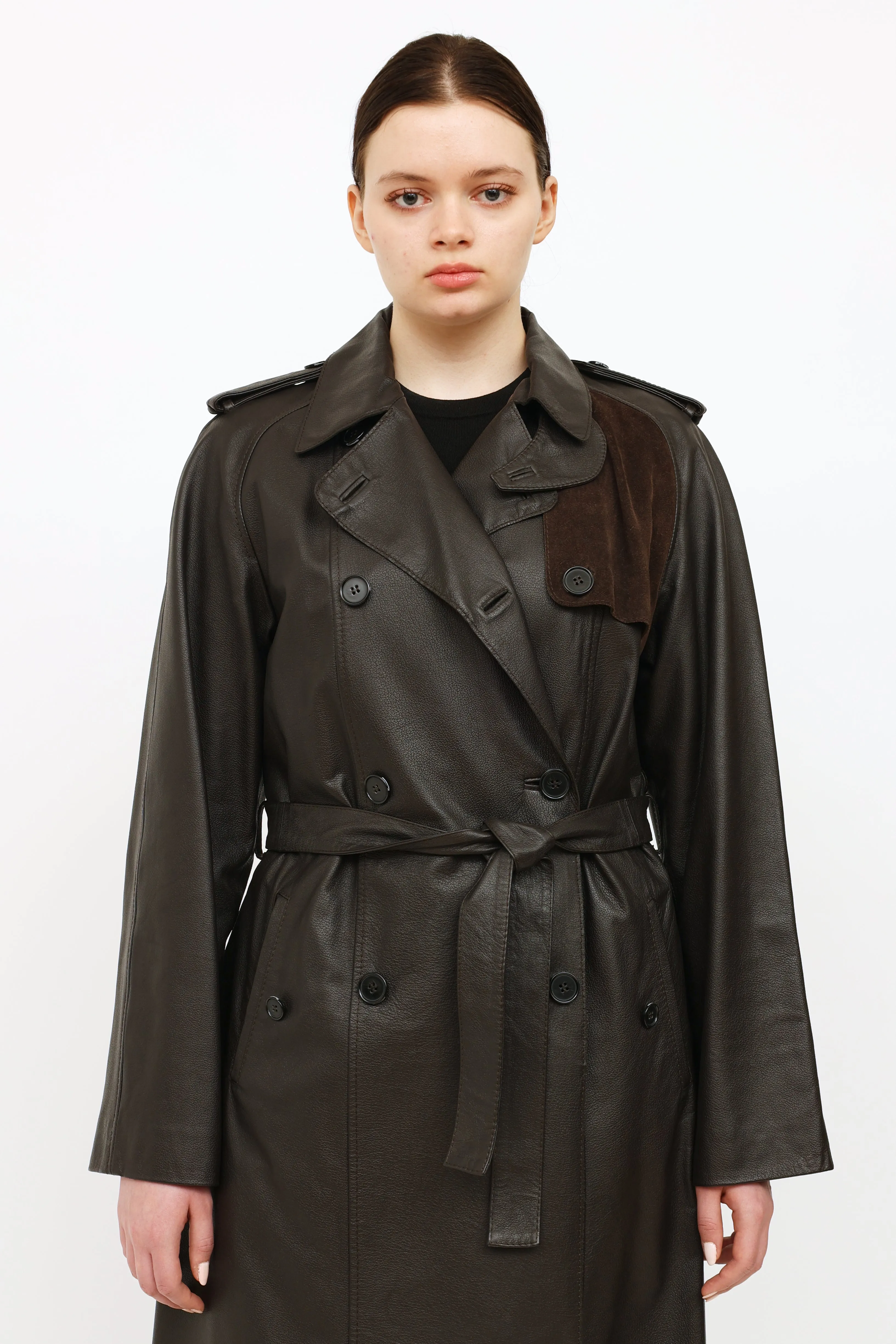 Brown Leather Trench Coat