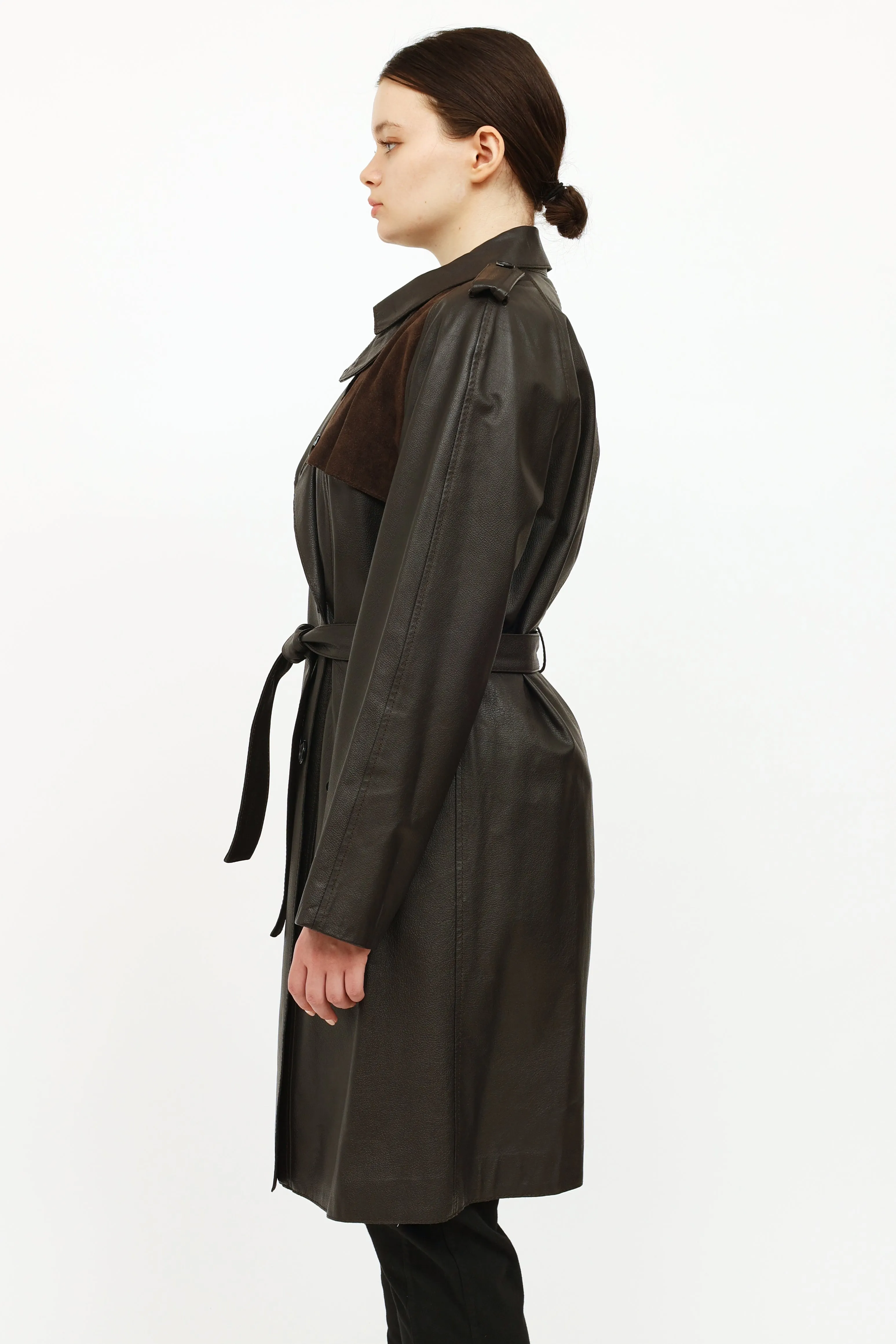 Brown Leather Trench Coat