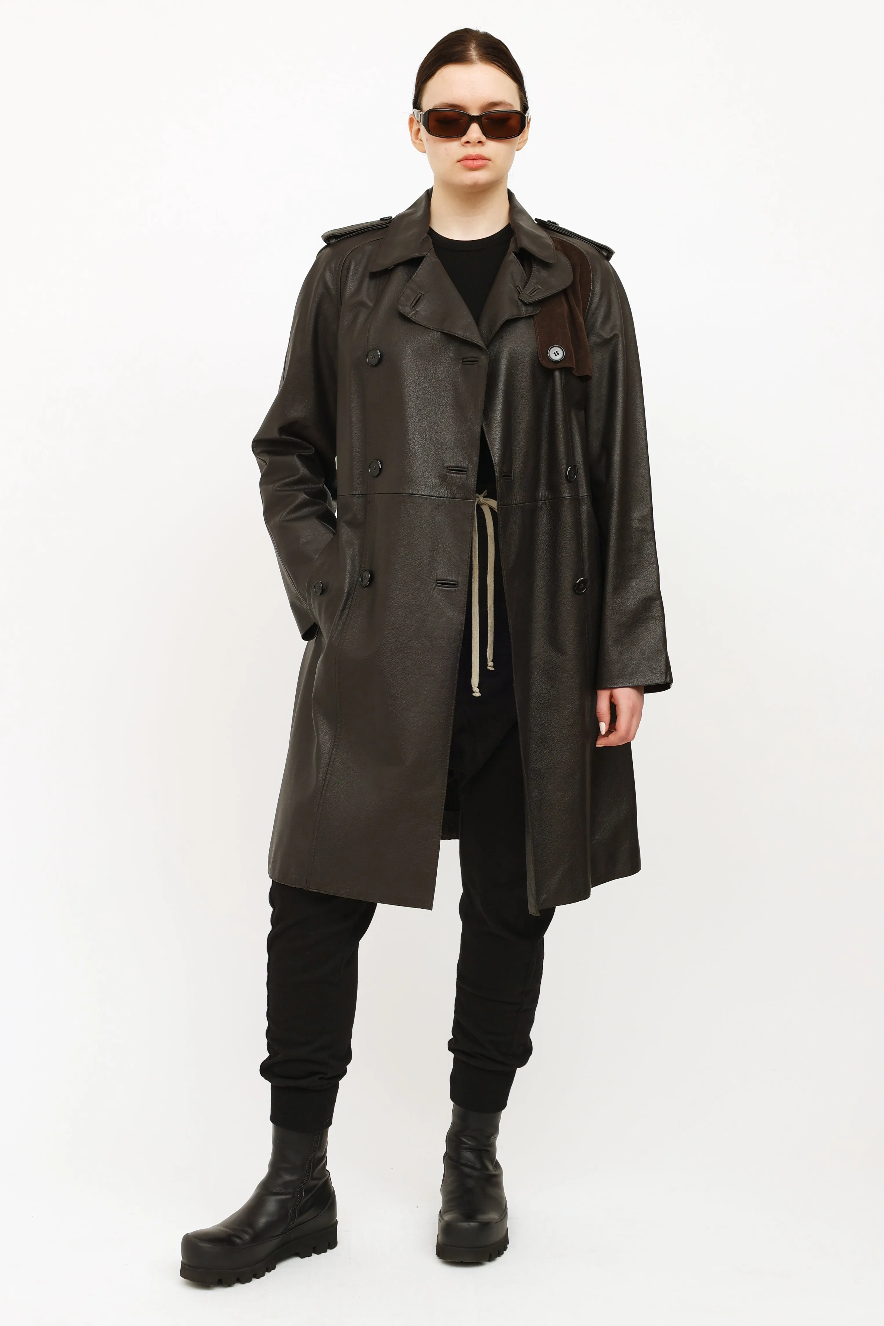 Brown Leather Trench Coat