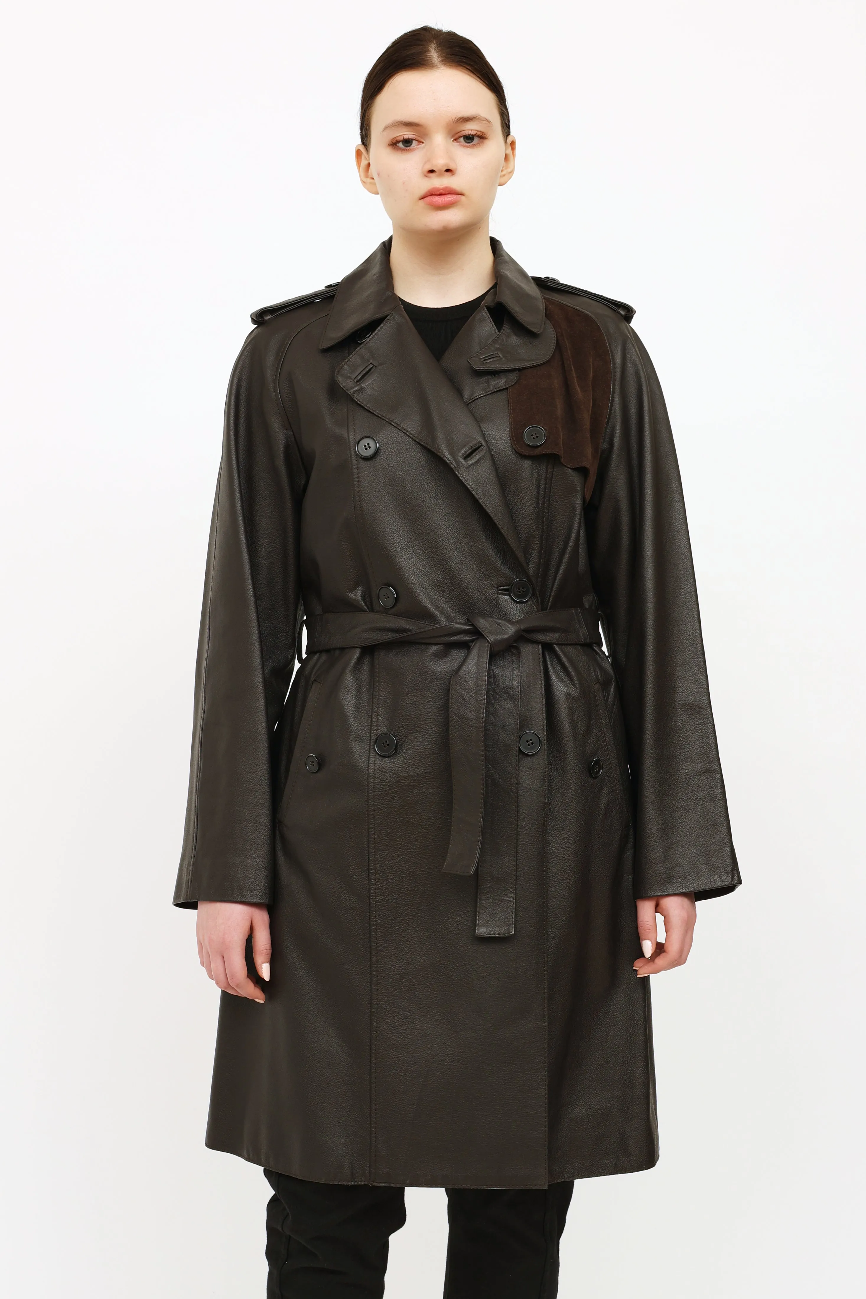 Brown Leather Trench Coat