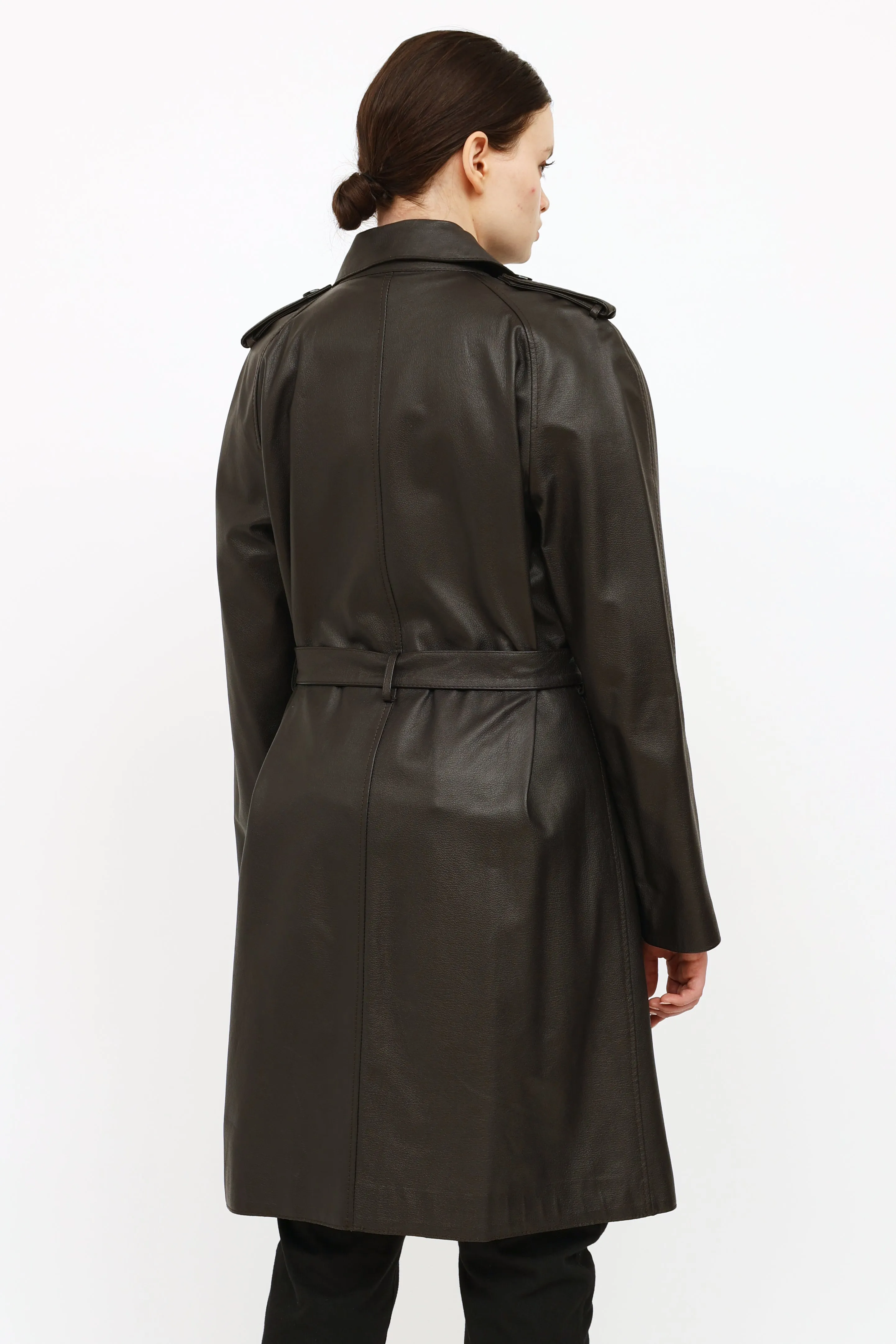 Brown Leather Trench Coat