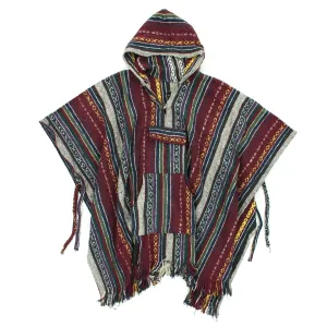 Brushed Gheri Cotton Poncho - 14 Maroon Purple Green