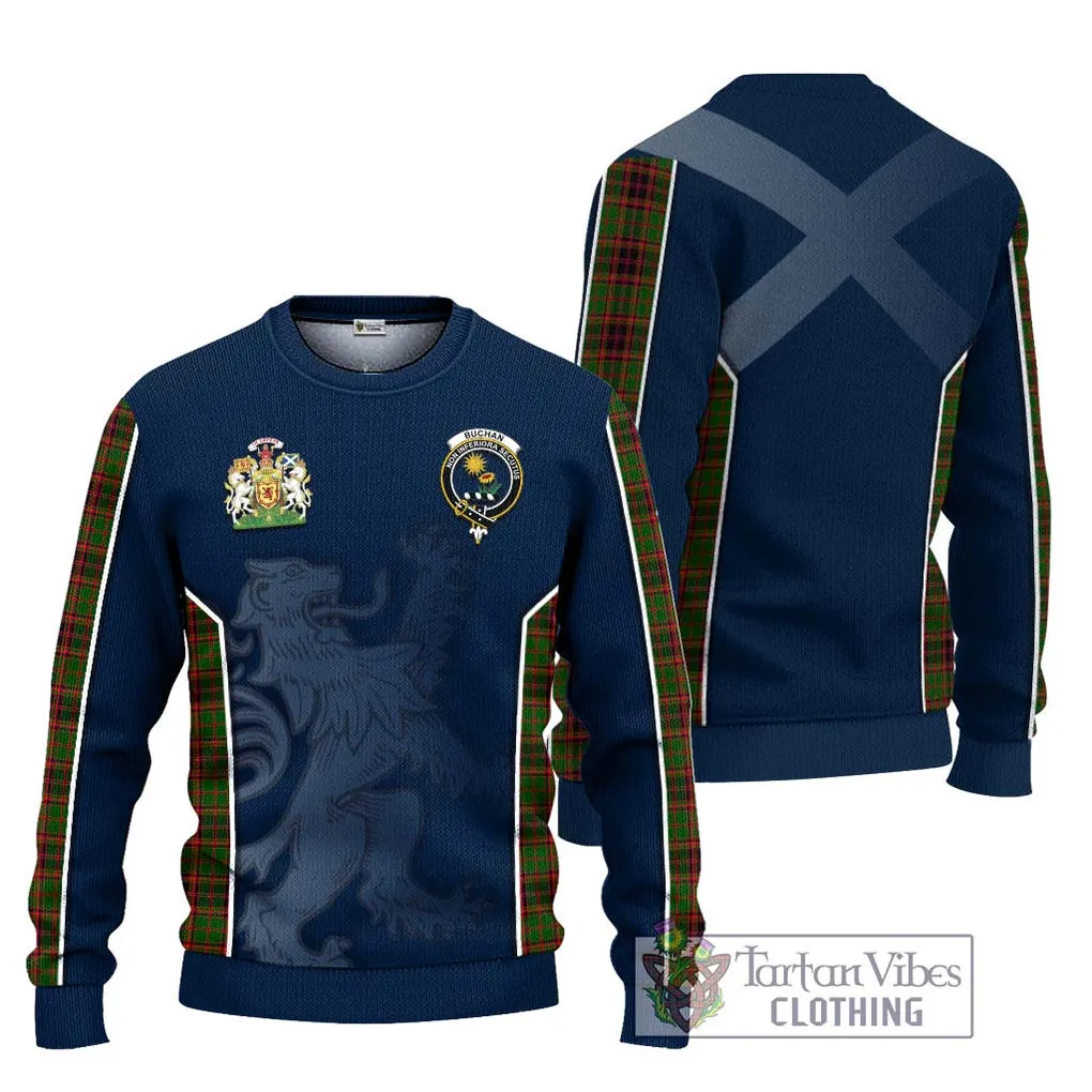 Buchan Tartan Ugly Sweater with Family Crest and Lion Rampant Vibes Sport Style