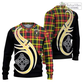 Buchanan Modern Tartan Ugly Sweater with Family Crest and Celtic Symbol Style