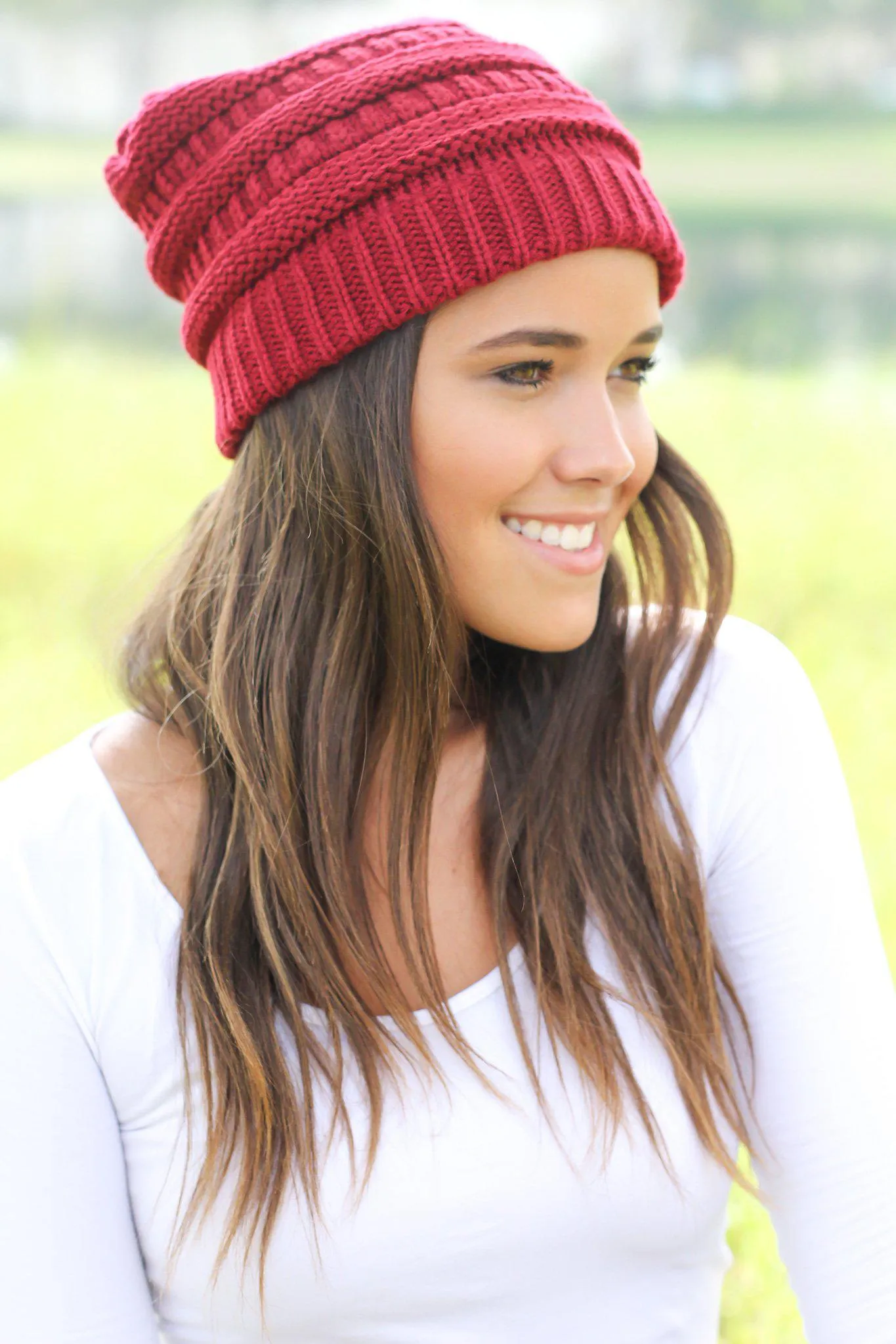 Burgundy Knit Beanie