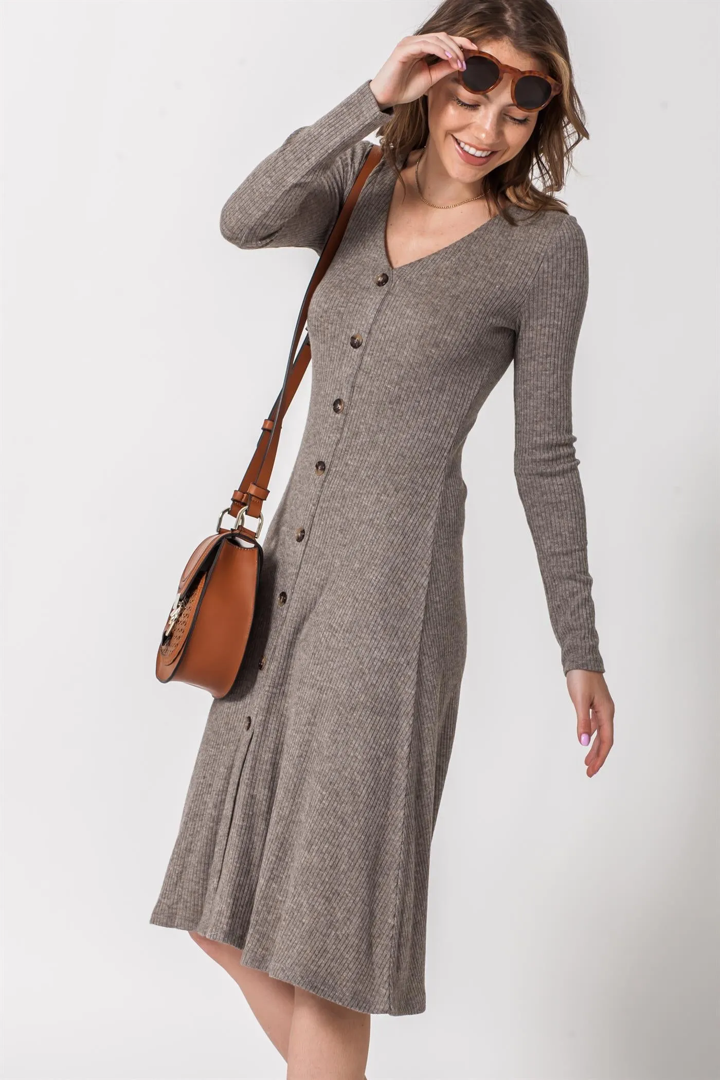 Button Down Skater Knit Dress