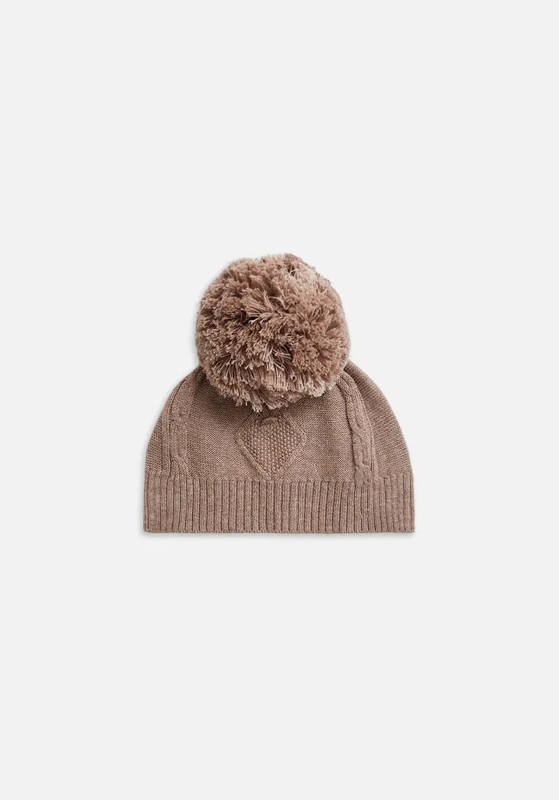 Cable Knit Beanie - Taupe