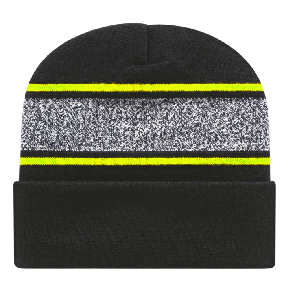 Cap America RKV12 Variegated Striped Knit Cap with Cuff