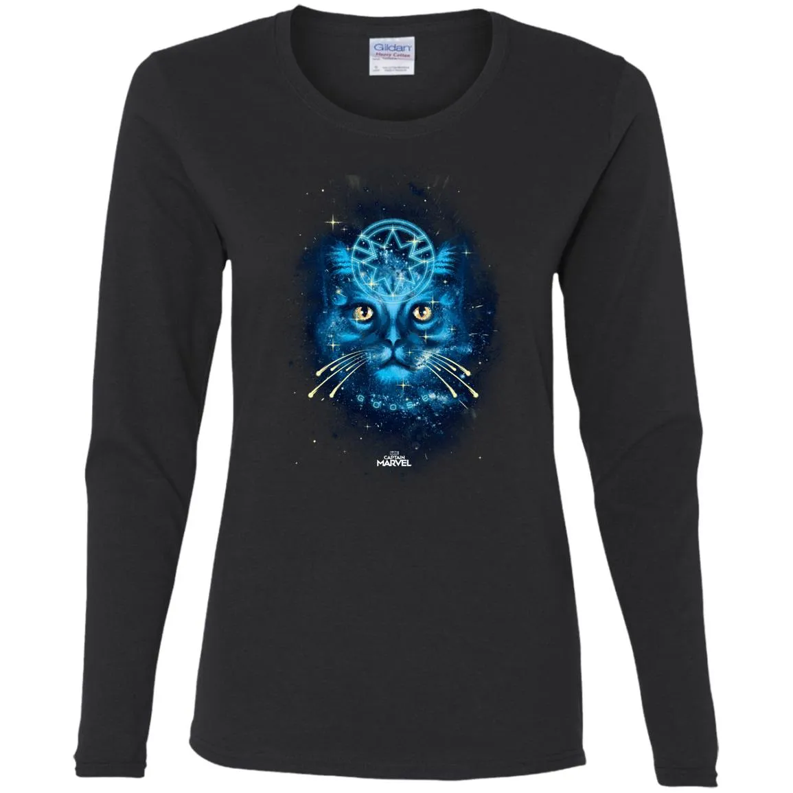 Captain Marvel Goose Blue Galaxy Portrait Women Long Sleeve Shirt