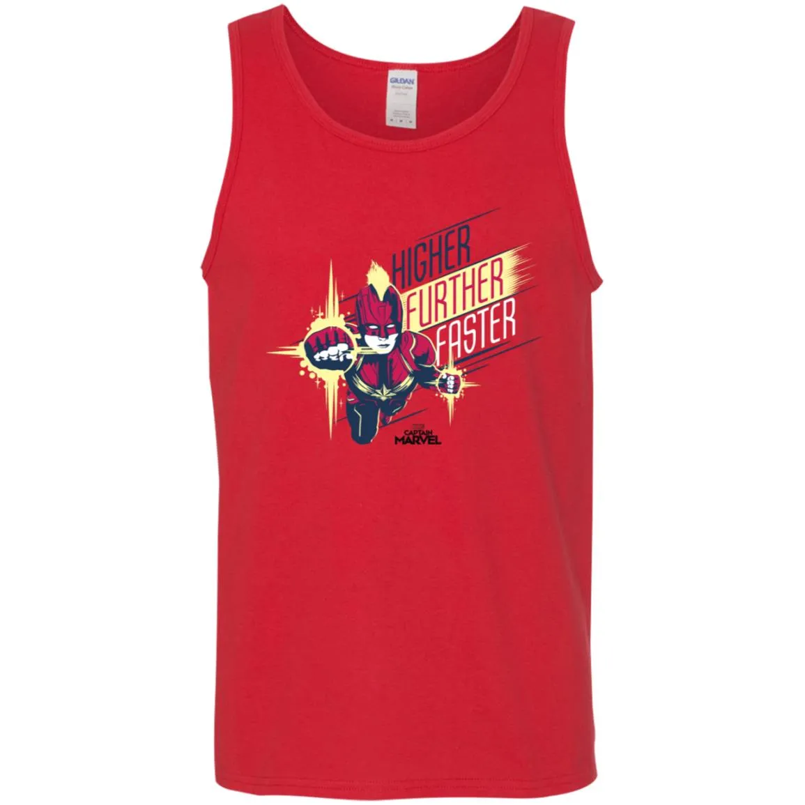 Captain Marvel Higher Further Faster Drawn Men Cotton Tank