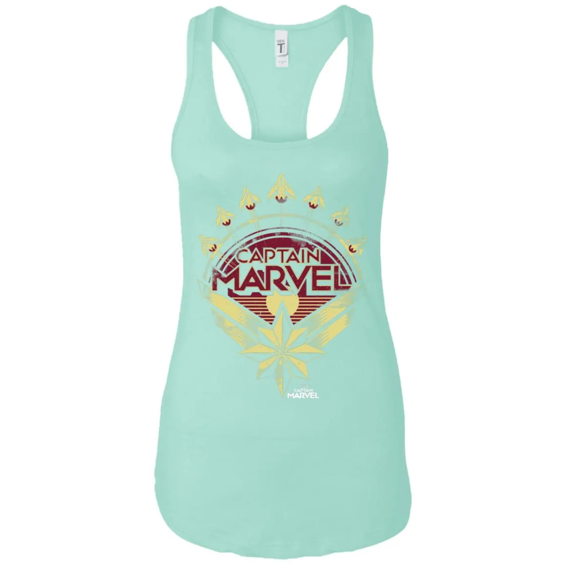 Captain Marvel Yellow Red Plane Flight Logo Women Tank Top