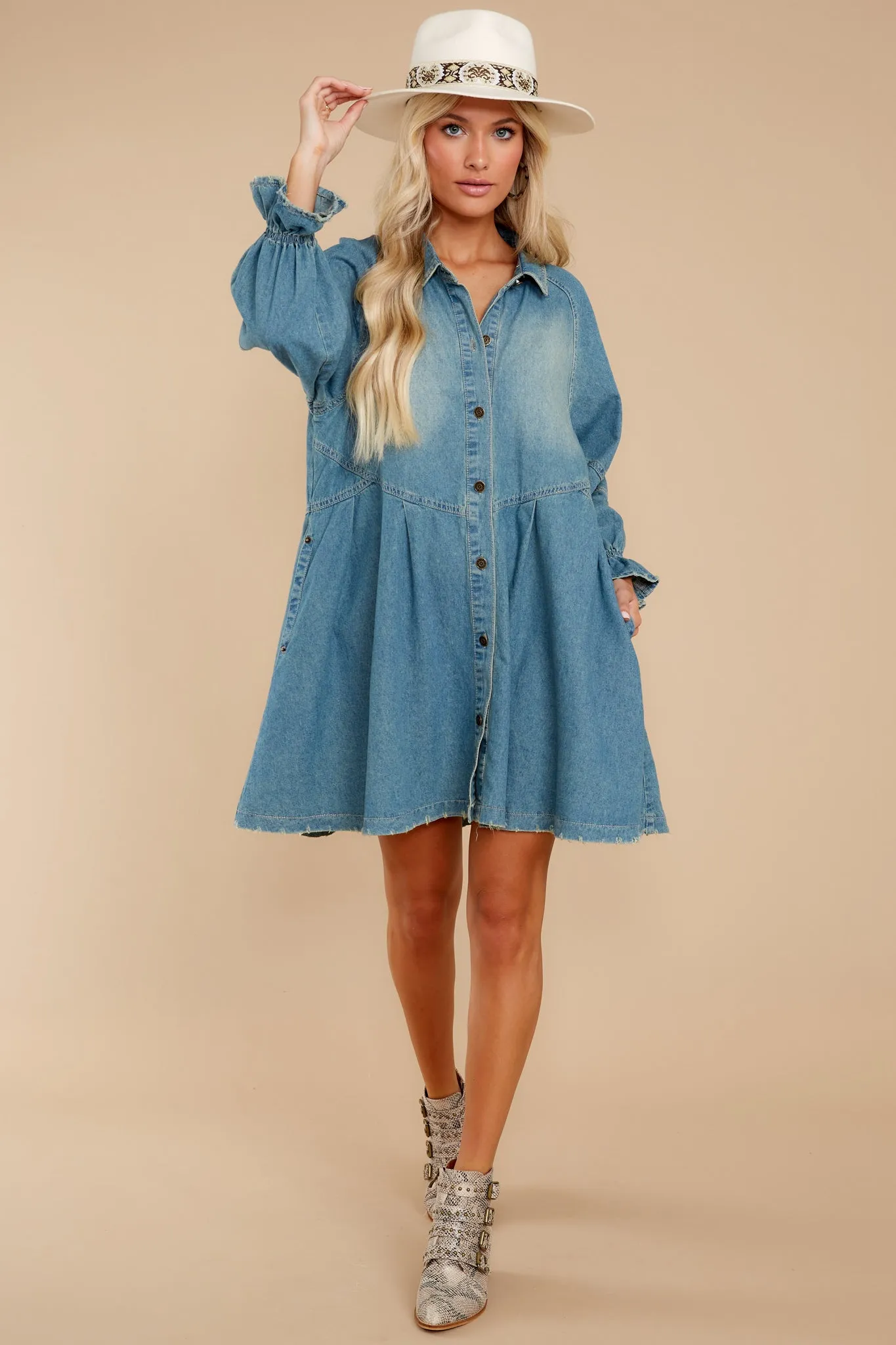 Casual Beauty Medium Wash Denim Dress