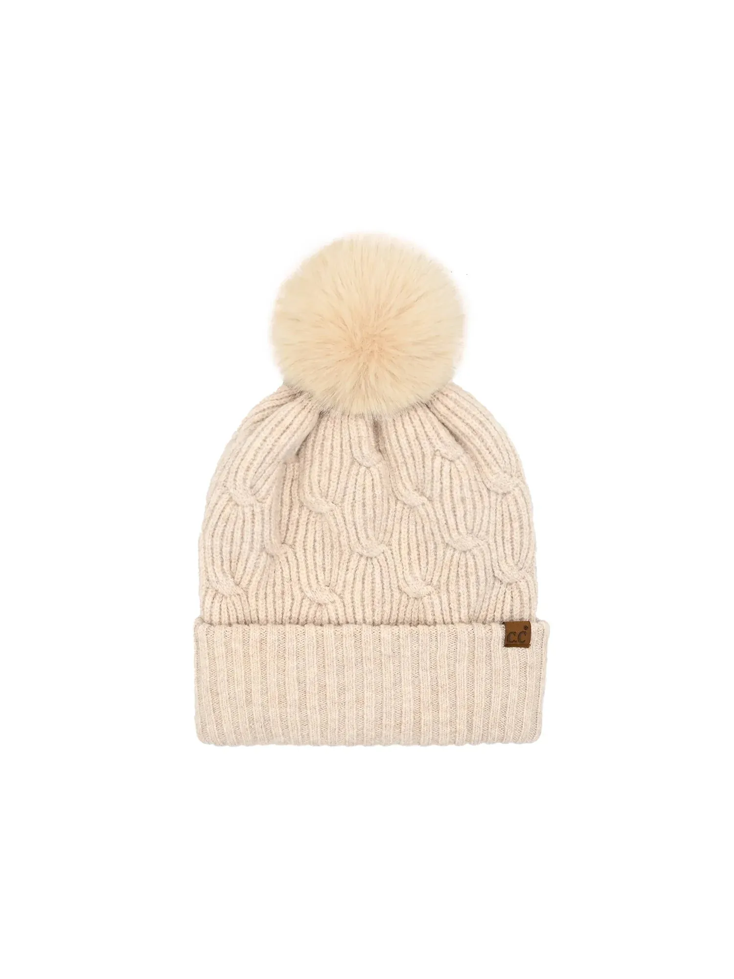 Chain Link Knitted Pom Beanie