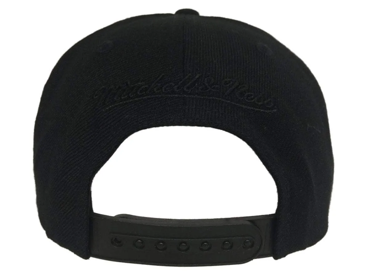 Charlotte Hornets Mitchell & Ness All Black Flat Bill Snapback Adjust Hat Cap