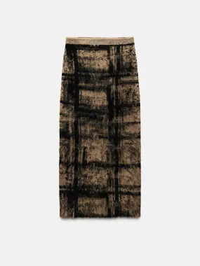 Check jacquard knit skirt