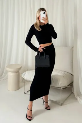 Chloe black midi skirt co-ord