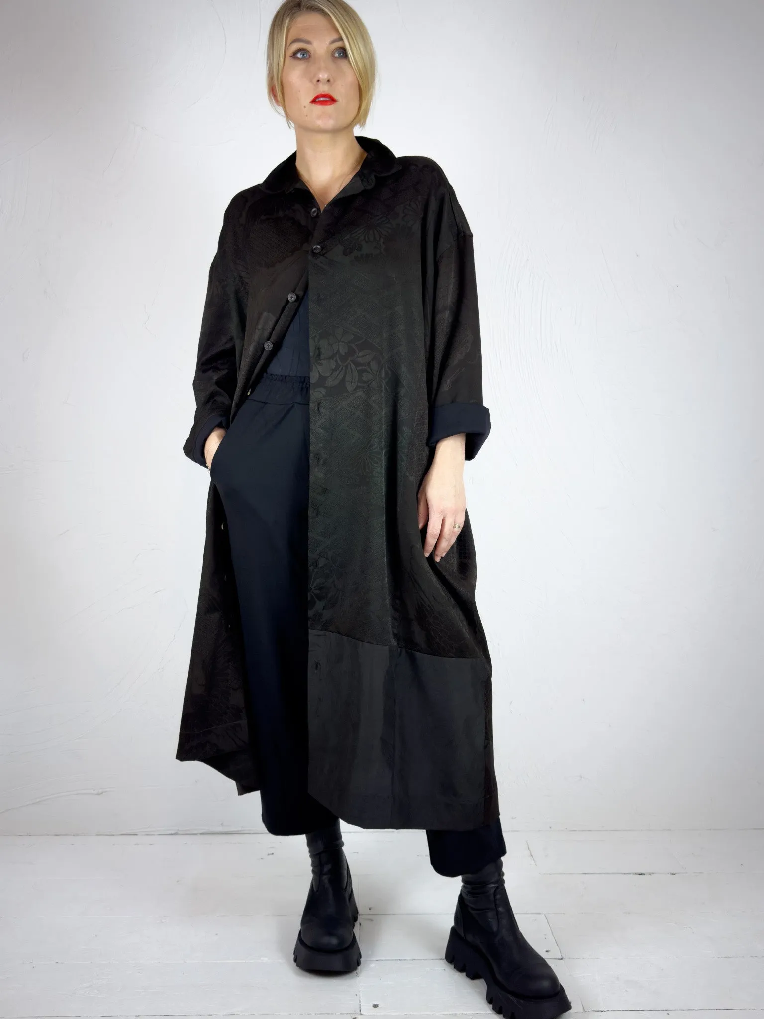 Christian Peau Silk Kimono Easy Shirt Dress