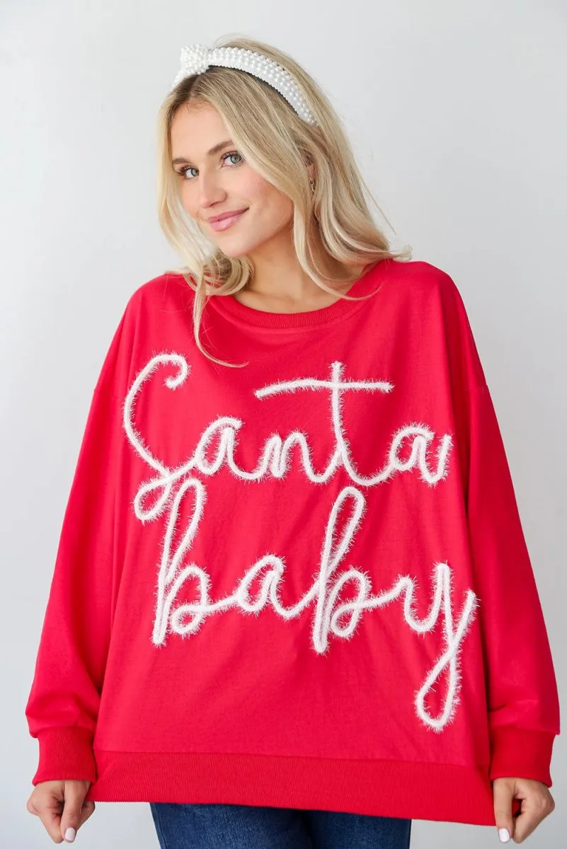 Christmas "Santa Baby" Tinsel Graphic Sweatshirt