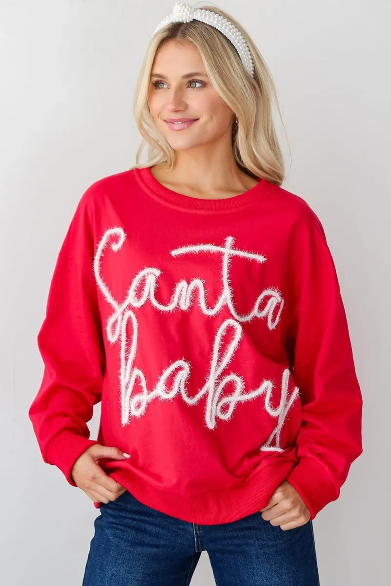 Christmas "Santa Baby" Tinsel Graphic Sweatshirt