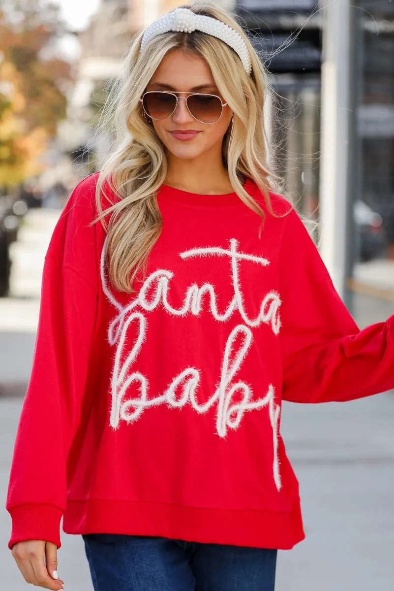 Christmas "Santa Baby" Tinsel Graphic Sweatshirt