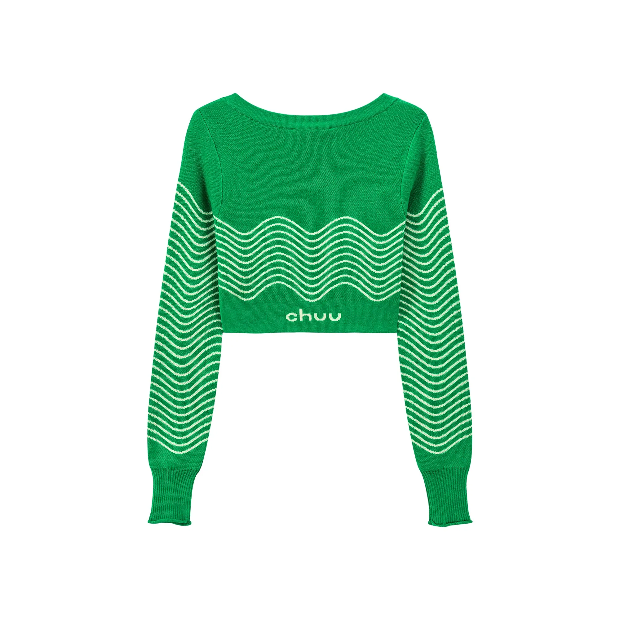 Chuu Wavy Pattern Crop Knit Sweater