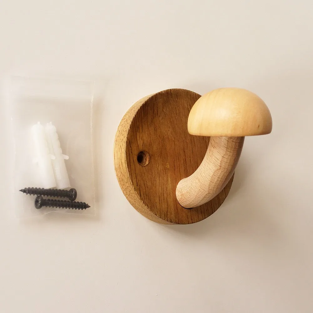 Creative punch-free solid wood mushroom coat hook QUUSVIK