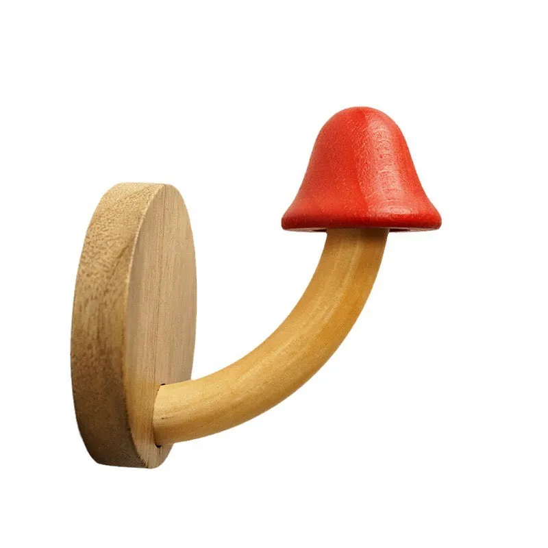 Creative punch-free solid wood mushroom coat hook QUUSVIK