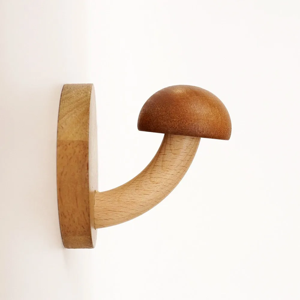 Creative punch-free solid wood mushroom coat hook QUUSVIK