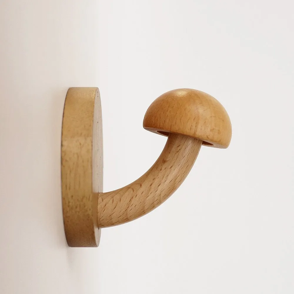 Creative punch-free solid wood mushroom coat hook QUUSVIK