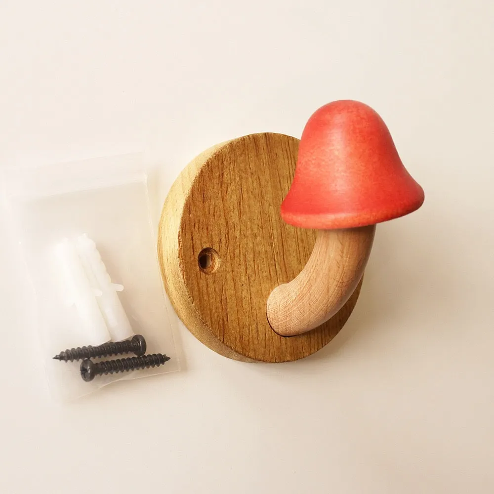 Creative punch-free solid wood mushroom coat hook QUUSVIK