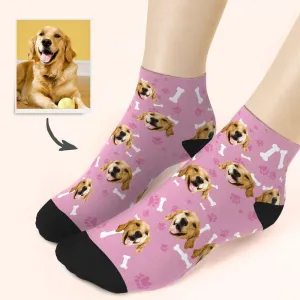 Custom Dog And Face On Quarter Length Socks