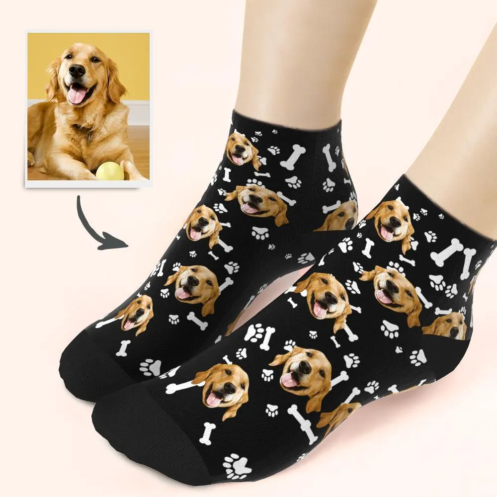 Custom Dog And Face On Quarter Length Socks