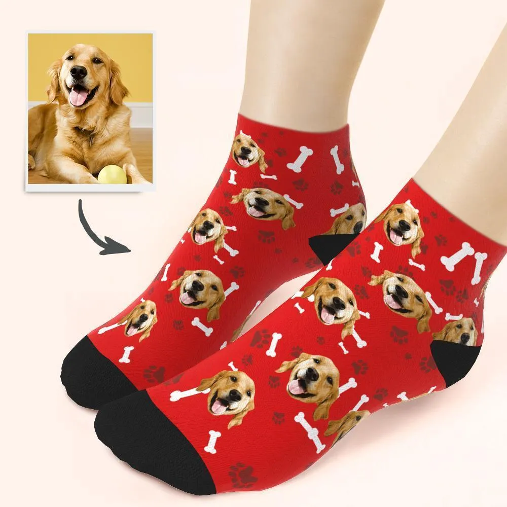 Custom Dog And Face On Quarter Length Socks