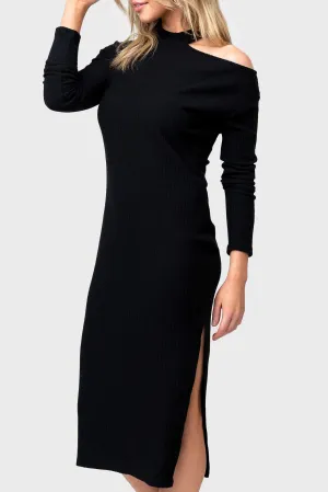 Cutout Long Line Soft Rib Dress