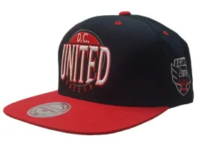 D.C. United Mitchell & Ness Black Red Adjustable Flat Bill Snapback Hat Cap