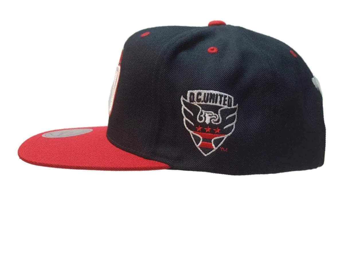 D.C. United Mitchell & Ness Black Red Adjustable Flat Bill Snapback Hat Cap