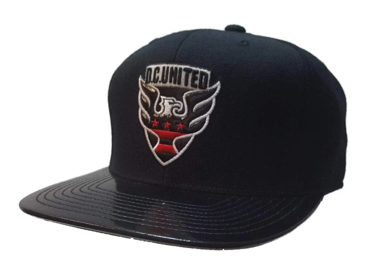 D.C. United MLS Mitchell & Ness Black Structured Fitted Flat Bill Hat Cap 7 3/8