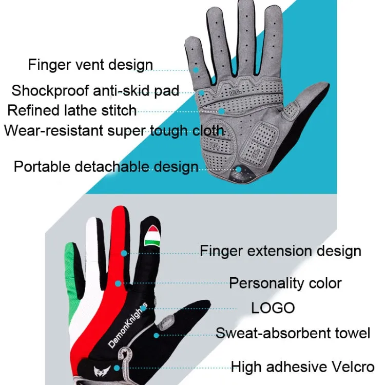 DemonKnights Cycling Gloves Full Finger Bicycle Gloves Outdoor Sports Equipment, Size: L(Azzurri)