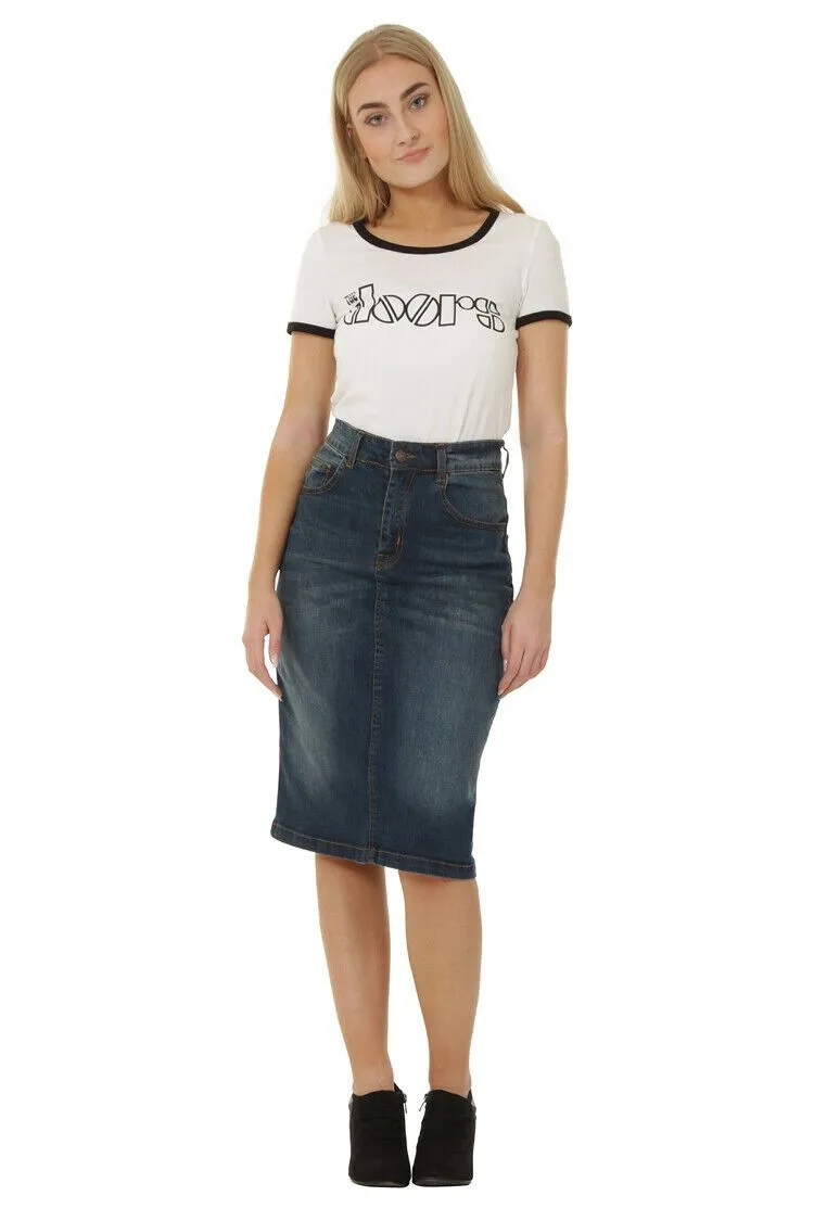 Denim Midi Skirt with stretch Size 8 only