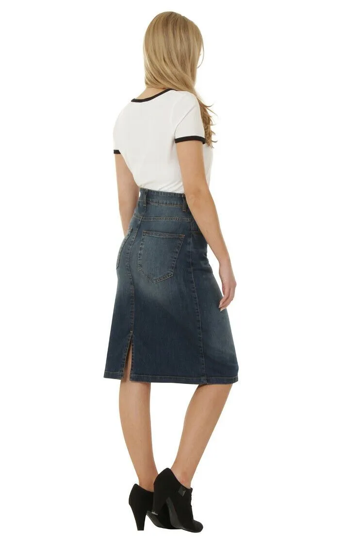 Denim Midi Skirt with stretch Size 8 only