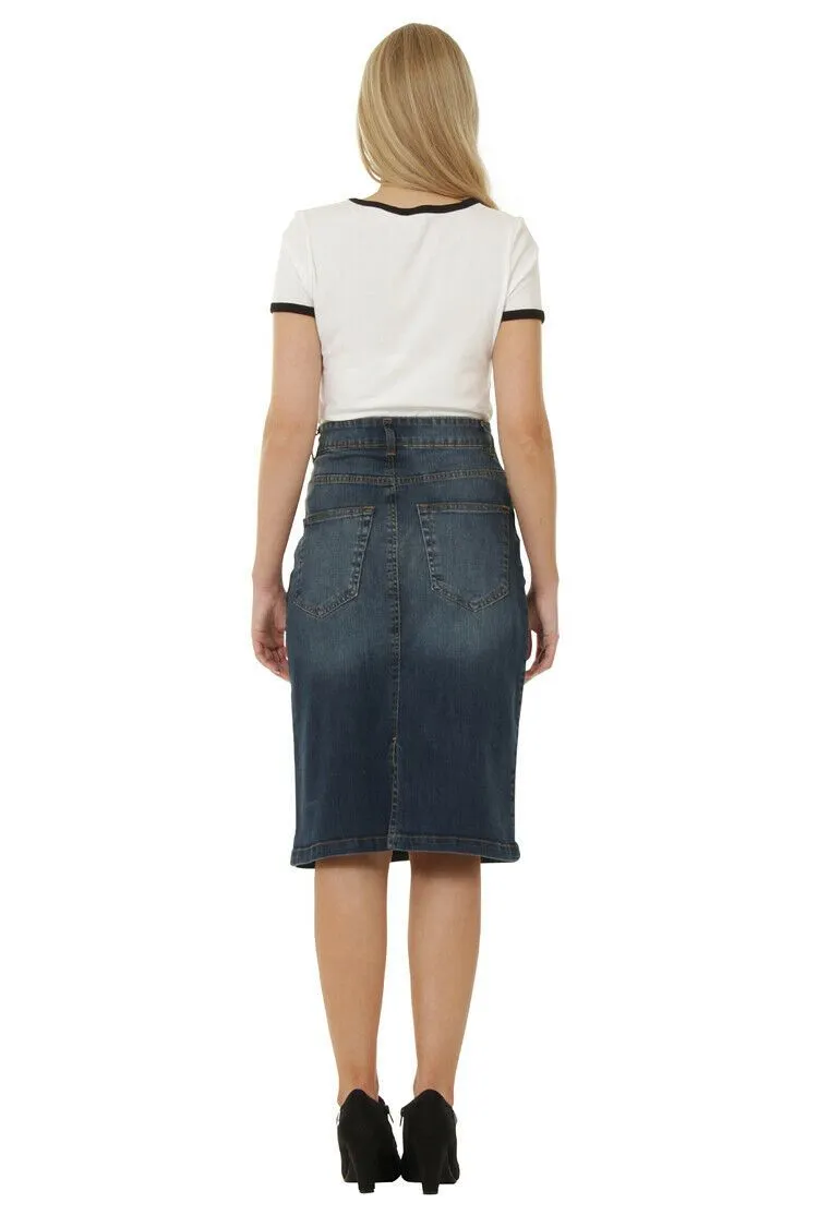 Denim Midi Skirt with stretch Size 8 only