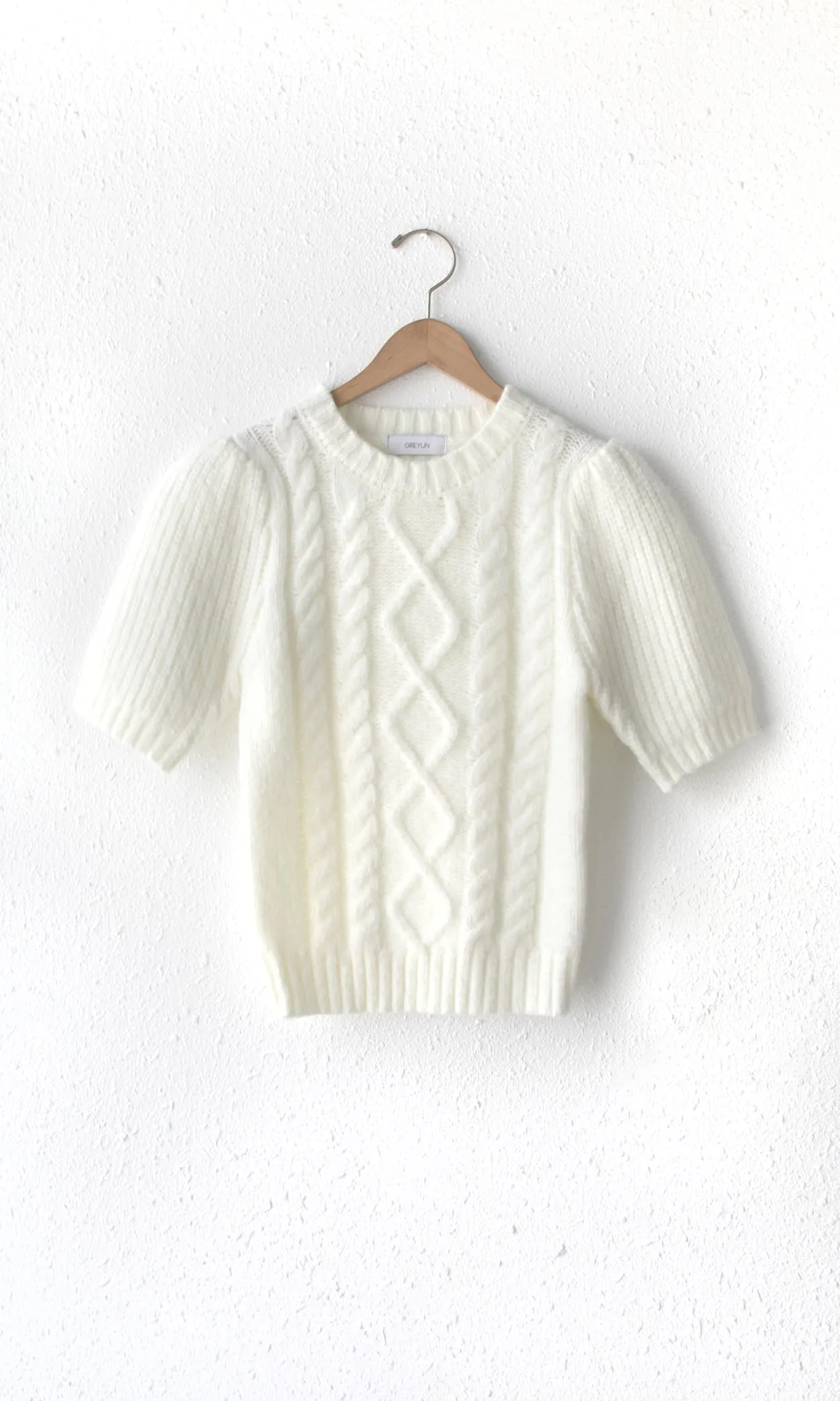 Desi Puff Sleeve Cable Knit Cozy Knit Top