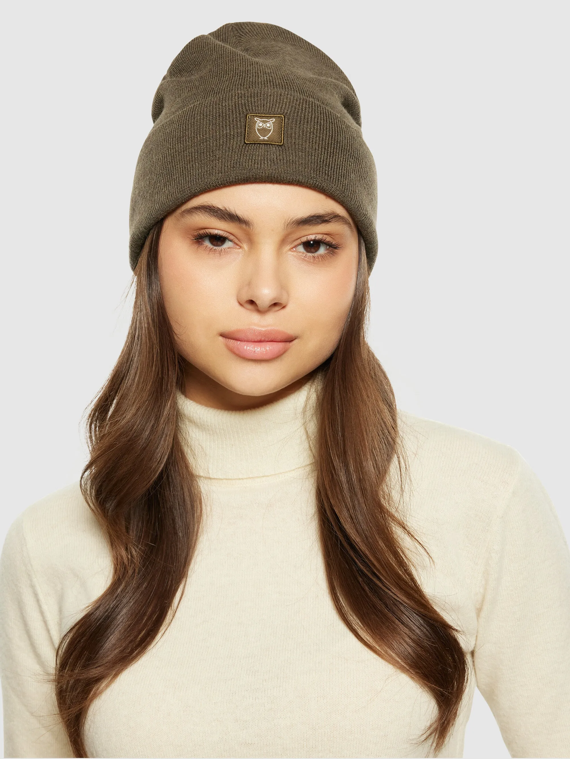 Double layer fine merino wool beanie - RWS - Dark Olive