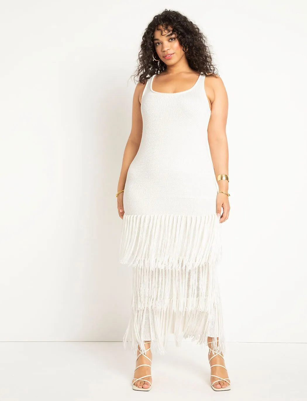 Eloquii Fringe Sweater Dress