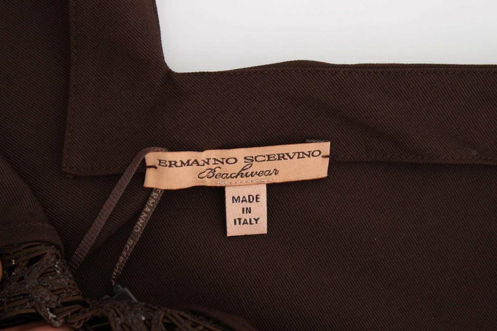 Ermanno Scervino Beachwear Brown Cotton Stretch Tunic Dress