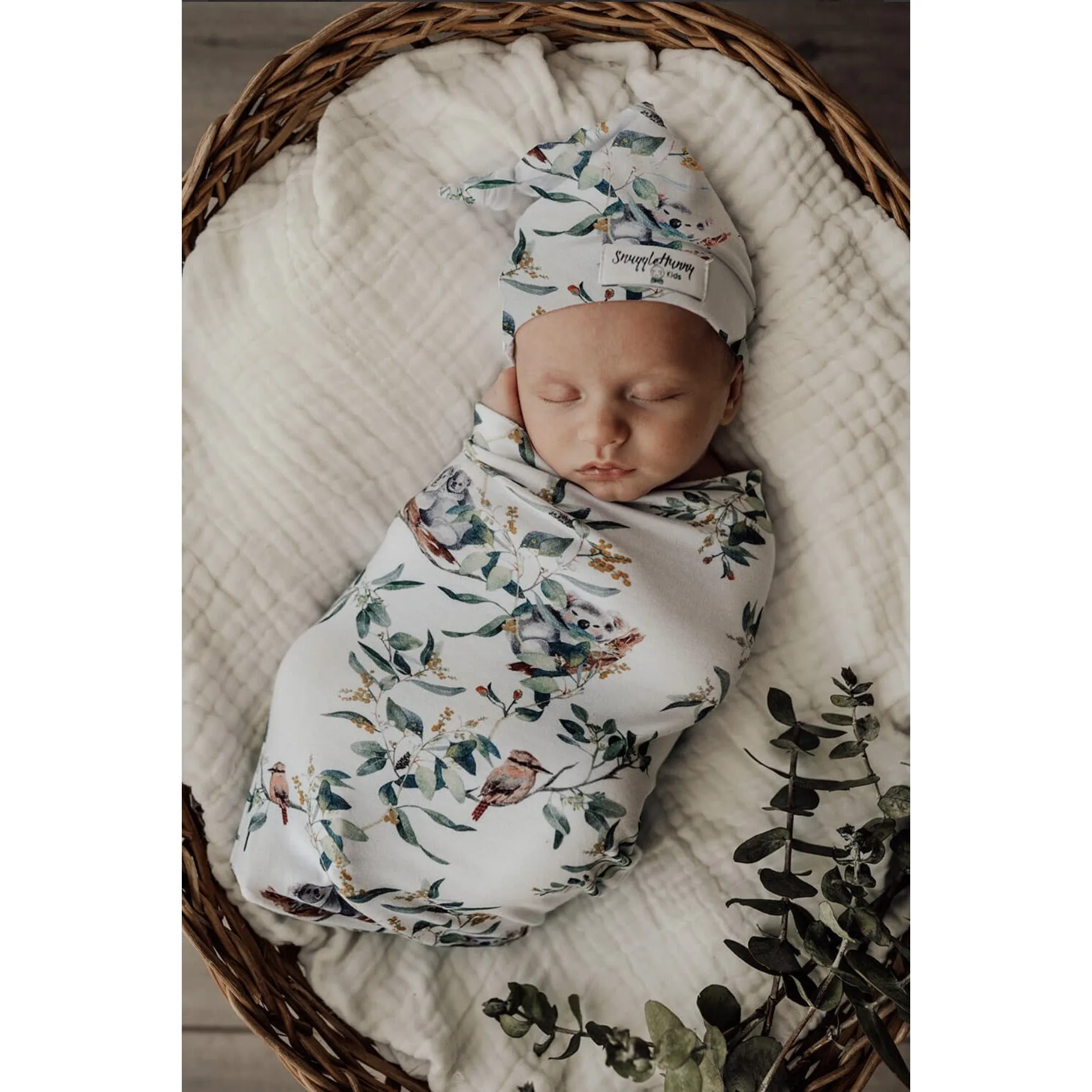 Eucalypt Snuggle Swaddle & Beanie Set