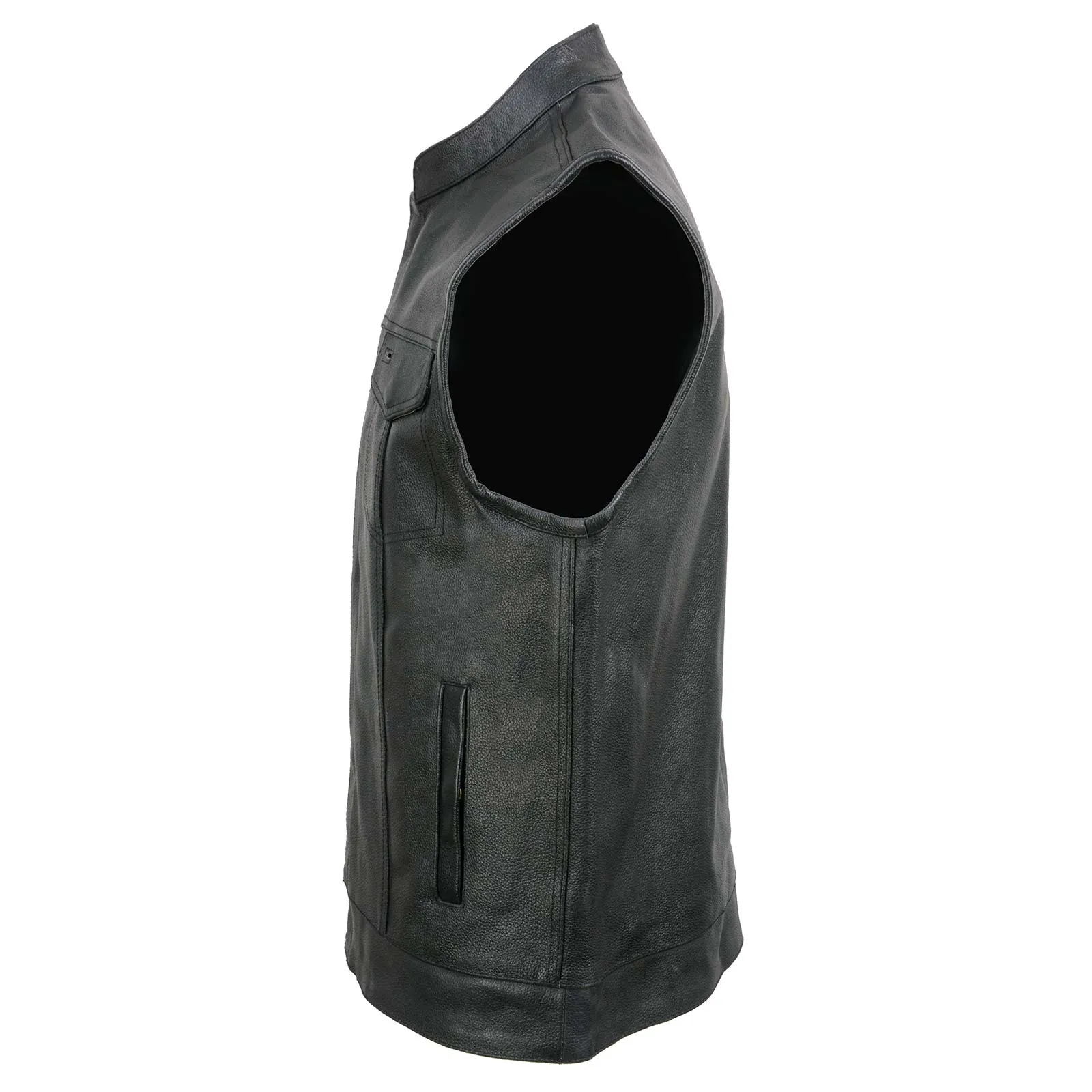 Event Leather ELM3910 Black Motorcycle Leather Vest for Men w/ Dual