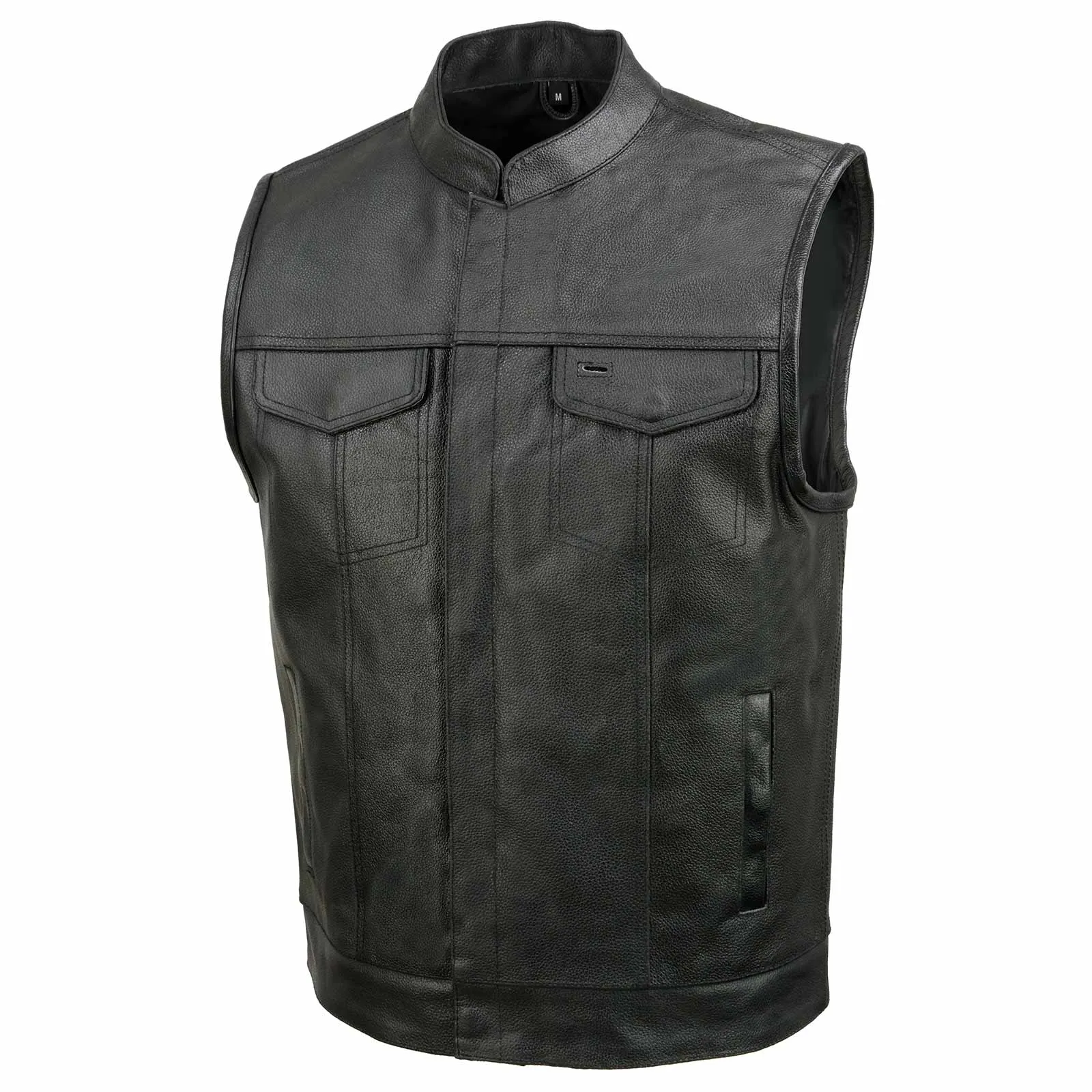 Event Leather ELM3910 Black Motorcycle Leather Vest for Men w/ Dual