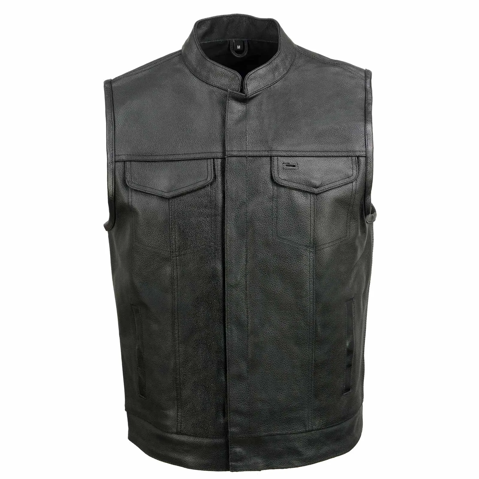 Event Leather ELM3910 Black Motorcycle Leather Vest for Men w/ Dual